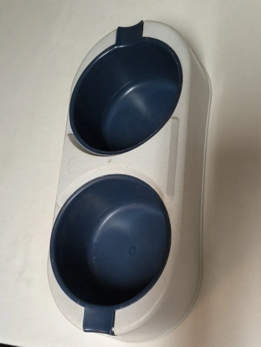 Double Pet Bowl in Blue Cream Durable Feeding Dish Removable Bowl Dog Cat